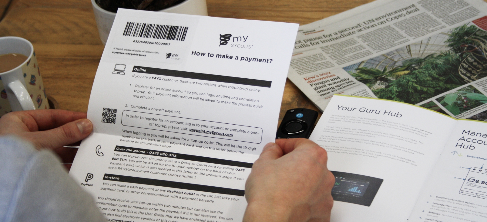 Customer billing service payment card letter